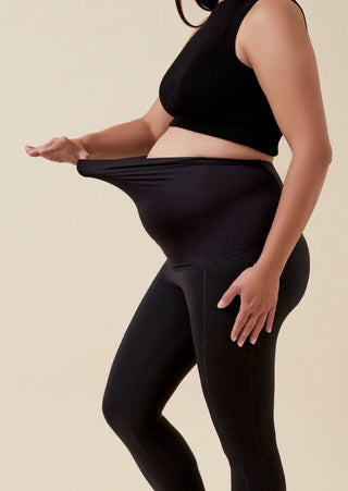 Expanding belly panel maternity leggings for every trimester