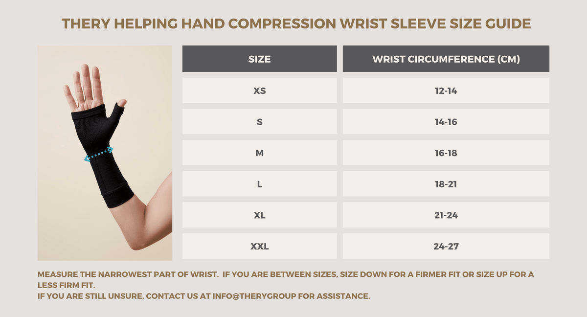 Helping Hand Wrist Compression Sleeves - Pair size guide
