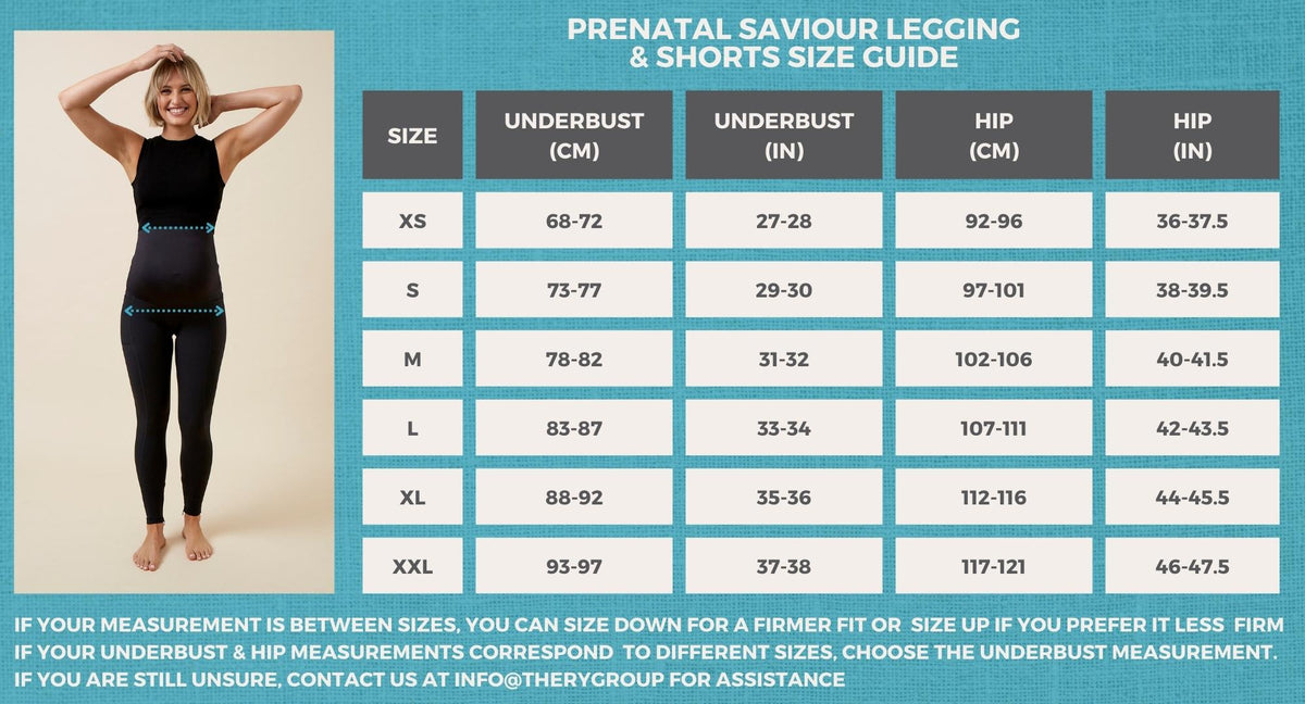 The Saviour Maternity Compression Leggings size guide
