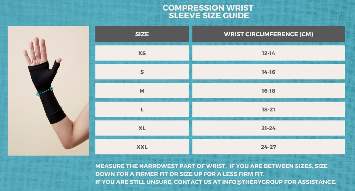 Helping Hand Wrist Compression Sleeves - Pair size guide