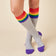 Light Grey Marle/Rainbow Stripe