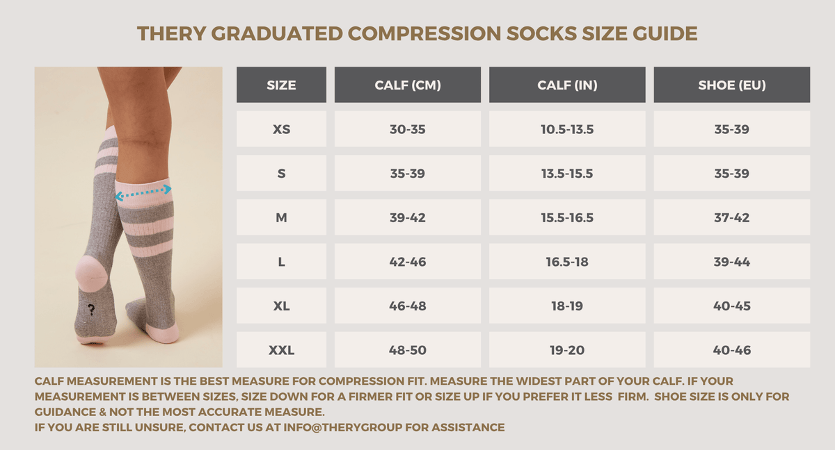 The Comforter Maternity Compression Sock size guide