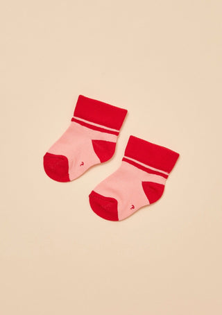 TheRY ultra soft baby socks cherry red/peach colour flatlay