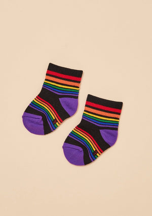 TheRY Baby & Toddler Black/rainbow stripe Baby Sock flatlay