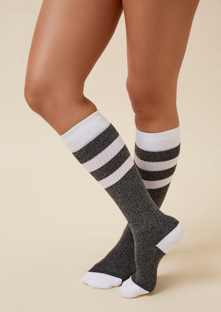 Thery Group Socks Charcoal Marle/White The Comforter Maternity Compression Sock for edema cankles travel & hospital side view