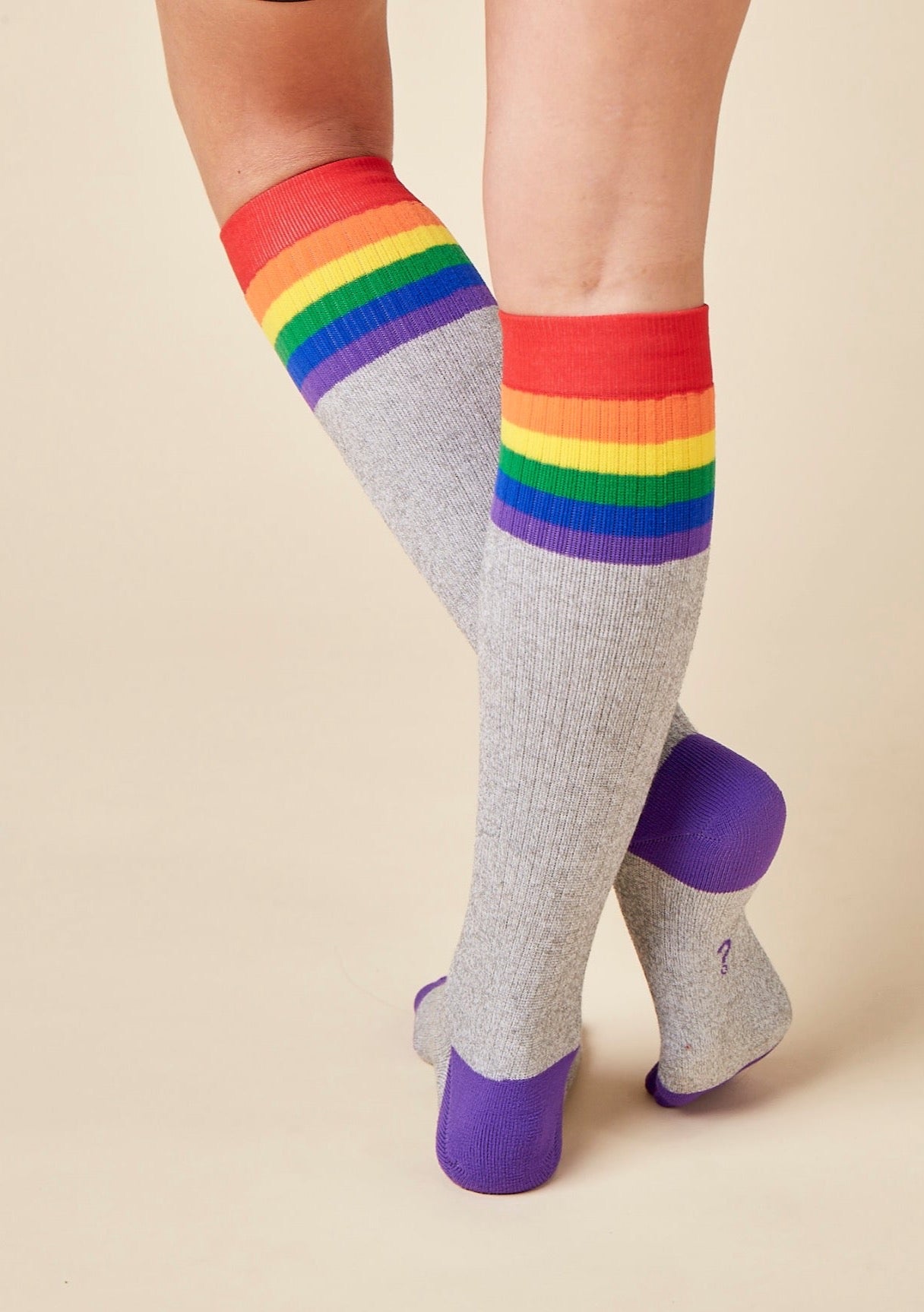 TheRY Comforter rainbow compression socks 15-20mmHg for swollen feet, cankles, travel and hospital - back view