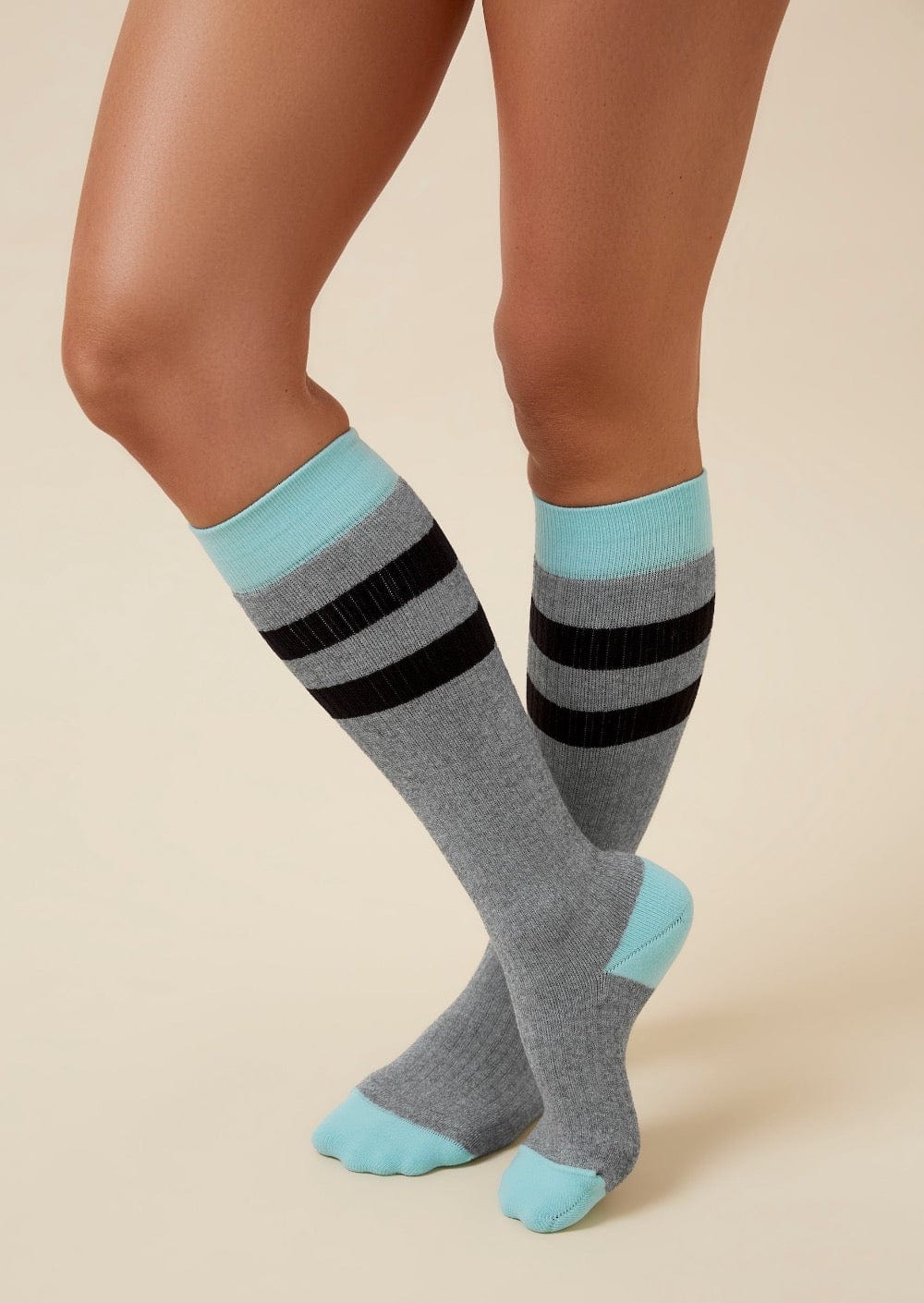 Thery Group Socks Grey Marle/Mint The Comforter Maternity Compression Sock - side view