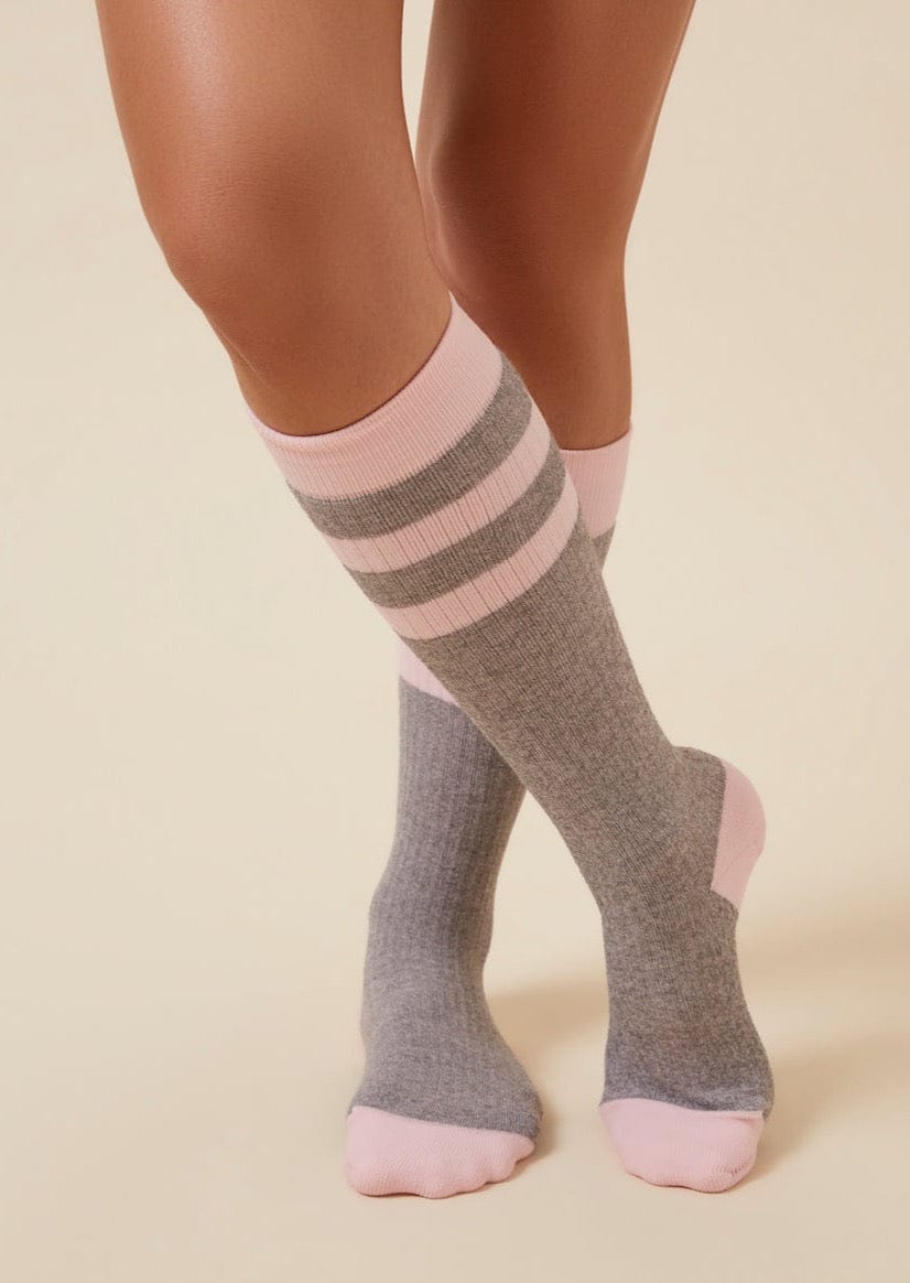Thery Group Light Grey Marle/Pink Marshmallow / Comforter Maternity Compression Socks front view