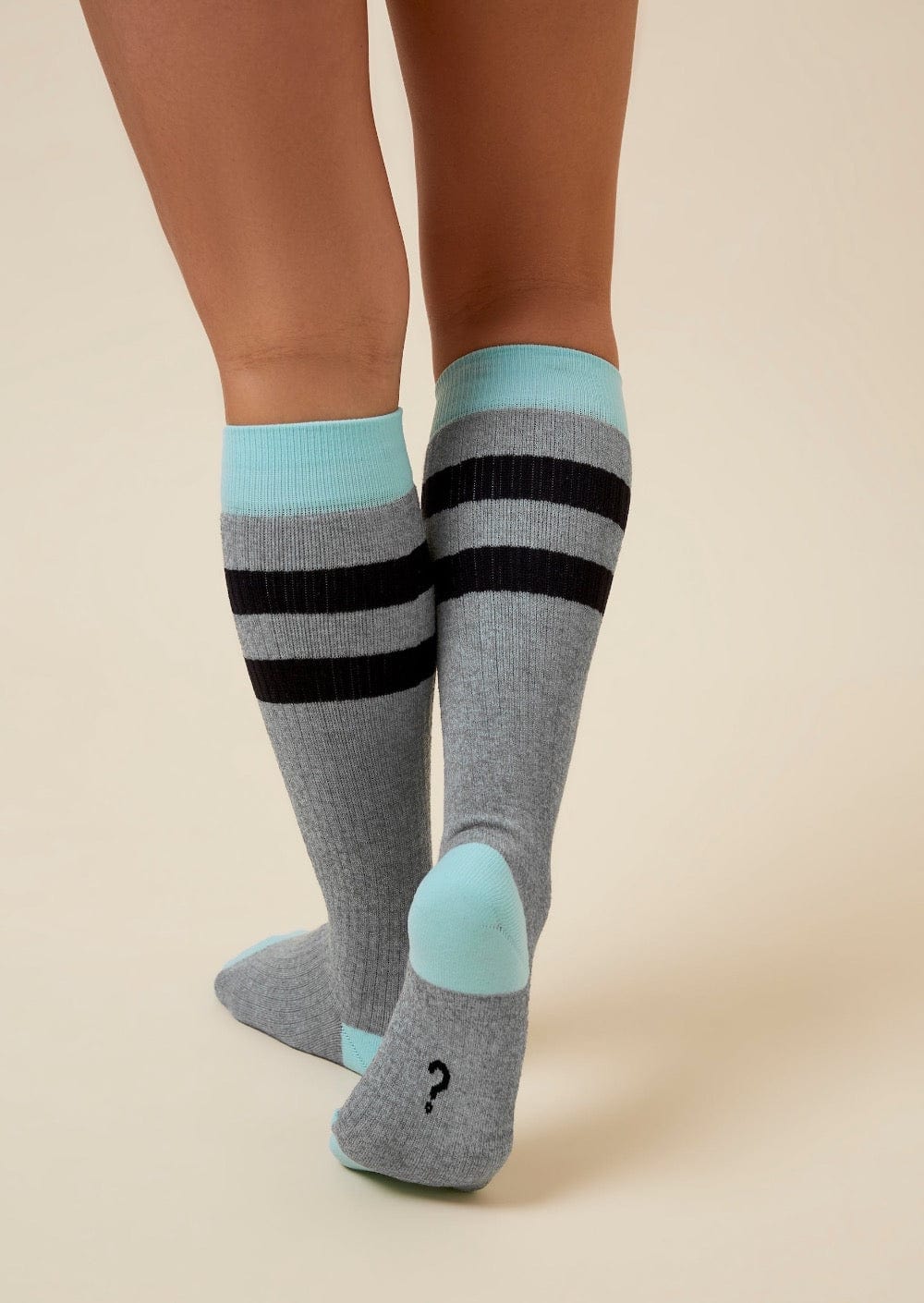 Thery Group Socks Grey Marle/Mint The Comforter Maternity Compression Sock back view
