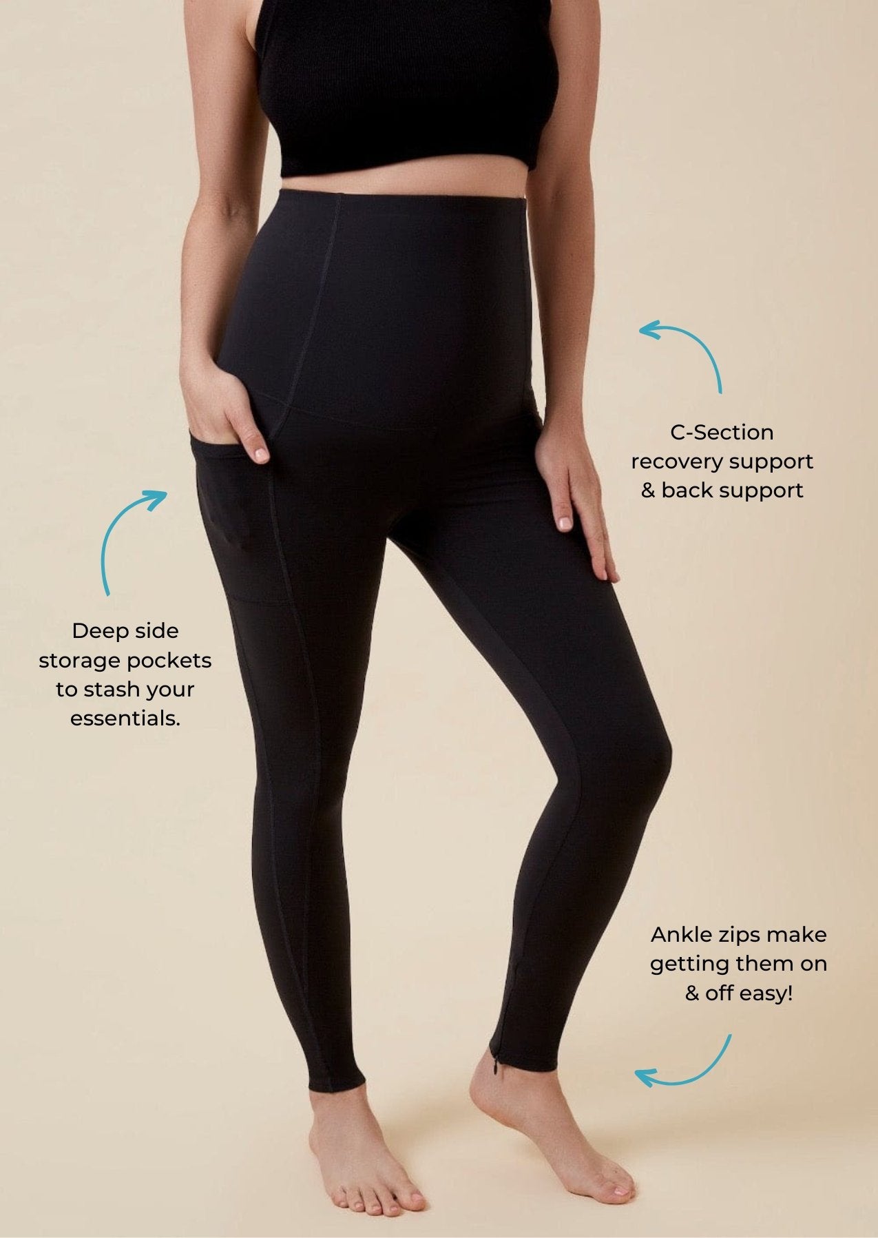 The Restorer postpartum Compression Support Legging with pockets- TheRY